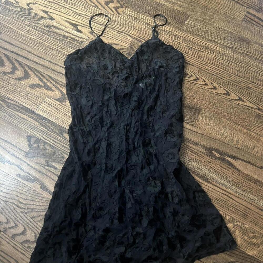 Black lace babydoll silk vintage Mary Green cami top blouse adjustable straps